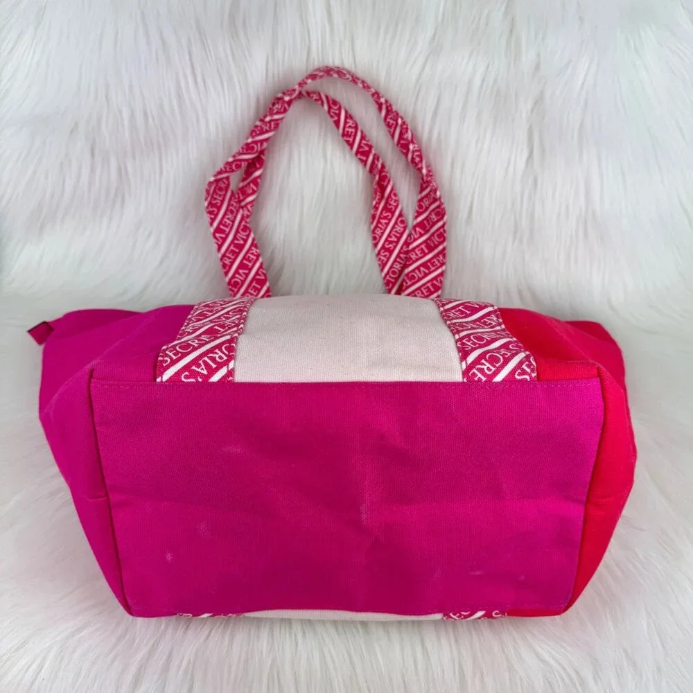 Victoria's Secret Pink Colorblock Canvas Logo Tote Weekender Bag Travel Overnigh - Picture 12 of 13